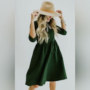 Adele Textured Forest Green Roolee Dress